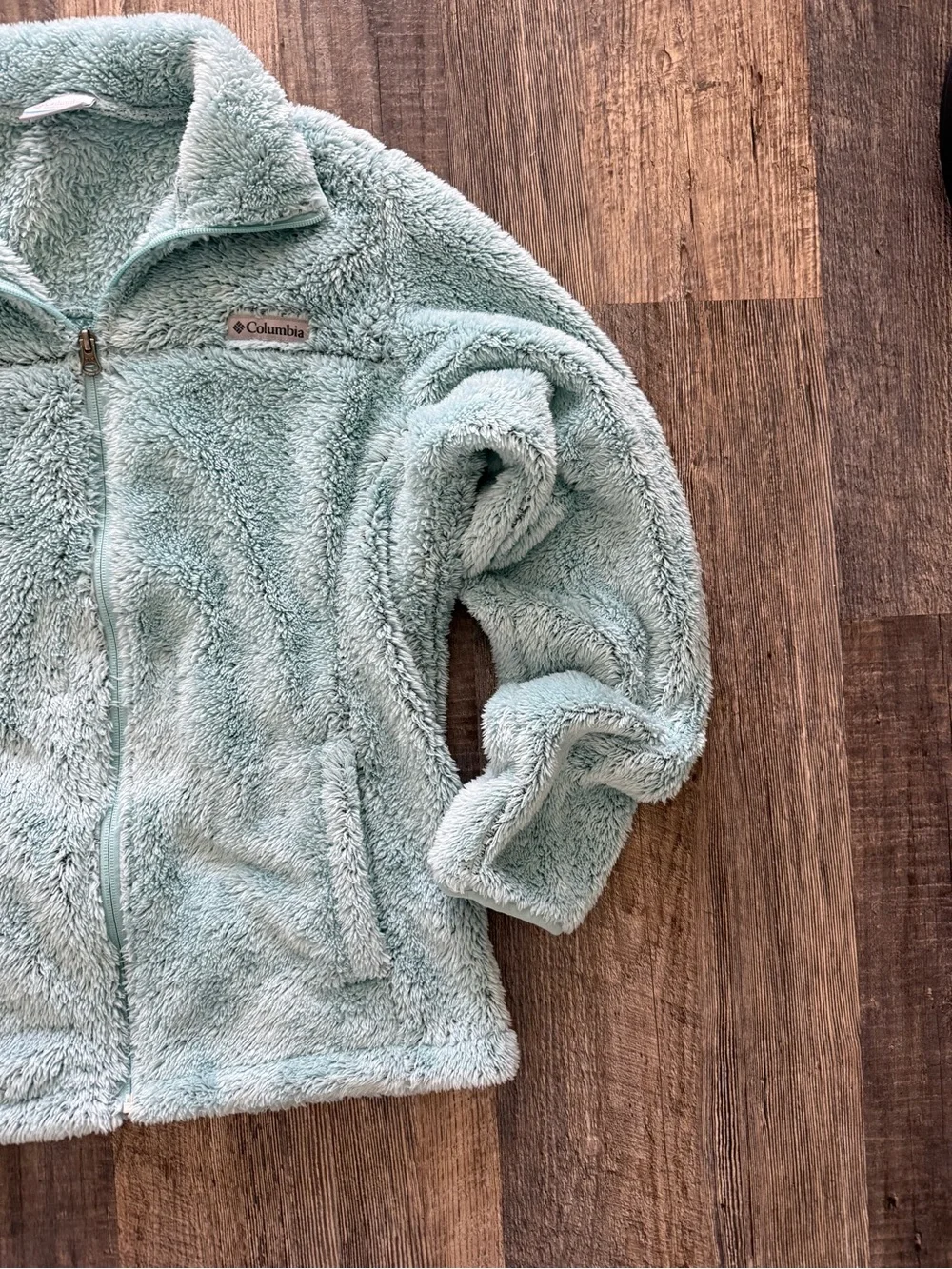 Columbia Light Mint Green Sherpa Fireside II Full Zip Sherpa Fleece Jacket SZ L - Picture 4 of 12